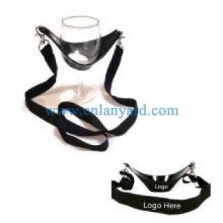 Customized logo excellent quality wine glass holder lanyard for party