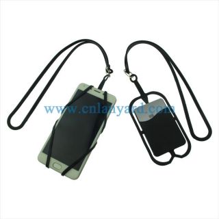 blank custom logo strap silicone cell phone lanyard with card holder